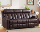 Bonzy Home Reclining Sofa for Living Room, Extra Wide Modern Overstuffed 3 Seat Recliner Manual Sofa Chair, PU Leather and Padded Seat, Brown
