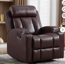 Bonzy Home Manual Recliner Chair with Cup Holder, Padded PU Leather Recliner for Living Room & Home Theater, Brown
