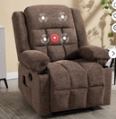 Ebello Manual Recliner Chair with Massage and Heat, Fabric Recliner with Cup Holders & Storage Pockets, Breathable Comfortable Lounger for Living Room, Brown