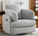 Ebello Swivel Recliner, Manual Rocking Reclining Chair with 2 Bolster Pillows, Hidden Storage for Living Room, Light Grey
