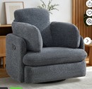 Ebello Swivel Recliner, Manual Rocking Reclining Chair with 2 Bolster Pillows, Hidden Storage for Living Room, Dark Grey