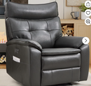 Ebello Genuine Leather Power Recliner Chair, Electric Single Reclining Sofa with Overstuffed Armrest and Backrest for Living Room, Gray
