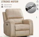 Ebello Electric Recliner Chair, Soft PU Leather Power Recliners with Padded Backrest, Single Overstuffed Heavy Duty Reclining Sofa for Living Room Bedroom, Beige