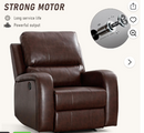 Ebello Electric Recliner Chair, Soft PU Leather Power Recliners with Padded Backrest, Single Overstuffed Heavy Duty Reclining Sofa for Living Room Bedroom, Brown