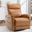 Ebello Manual Swivel Faux Leather Rocker Recliner, Nursery Glider Chair with Padded Armrests & Backrest for Apartment, Living Room and Bedroom, Brown