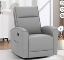 Ebello Manual Swivel Faux Leather Rocker Recliner, Nursery Glider Chair with Padded Armrests & Backrest for Apartment, Living Room and Bedroom, Gray