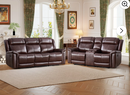 Ebello 5-Seater Genuine Leather Recliner Sofa Set, Manual Loveseat and 3-Seater Couch with Cup Holders and Storage Space for Living Room, Home Theater, Brown