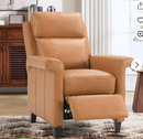 Ebello PU Leather Push Back Reclining Chair, Mid Century Modern Lounge Accent Recliner with Footrest for Living Room, Bedroom, Orange