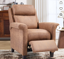 Ebello PU Leather Push Back Reclining Chair, Mid Century Modern Lounge Accent Recliner with Footrest for Living Room, Bedroom, Light Brown
