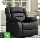 Ebello Power Recliner Chair, Oversized Electric Leather Reclining Chair with Thick Cushion, USB Charge Port, Comfortable Single Sofa for Living Room, Black(Recliner)