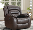 Ebello Power Recliner Chair, Oversized Electric Leather Reclining Chair with Thick Cushion, USB Charge Port, Comfortable Single Sofa for Living Room, Brown(Recliner)