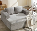 Bonzy Home Cloud Chaise Lounge - Oversized Indoor Sofa Bed Chair & Boneless Chaise for Living Room (Gray Corduroy)