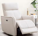 Ebello Power PU Leather Swivel Rocker Recliner, Electric Swivel Glider Chair with USB & Type-C Ports for Nursery, Living Room, Beige