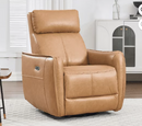 Ebello Power Swivel Rocker Recliner, PU Leather Electric Swivel Glider Chair with USB & Type-C Ports for Nursery, Living Room, Brown