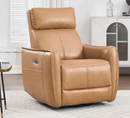 Ebello Power PU Leather Swivel Rocker Recliner, Electric Swivel Glider Chair with USB & Type-C Ports for Nursery, Living Room, Brown