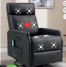 Ebello Manual Swivel Rocker Recliner Chair, Overstuffed PU Rocking Chair Glider Recliner with Vibration Massage & Heat for Living Room, Nursing (Brown)