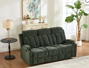 Ebello Manual Reclining Sofa, Extra Wide Modern Overstuffed 3 Seat Fabric Recliner Sofa Chair with Cup Holder for Living Room, Dark Green