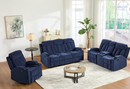 Ebello Manual Recliner Sofa Set, Fabric Recliner, Loveseat Recliner Chair and 3 Seat Reclining Couch Set with Cup Holder for Living Room, Blue