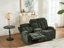 Ebello Manual Loveseat Recliner Sofa, Extra Wide Modern Overstuffed 2 Seat Reclining Fabric Sofa Chair with Center Console and Cup Holder for Living Room, Dark Green
