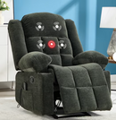 Ebello Manual Recliner Chair with Massage and Heat, Fabric Recliner with Cup Holders & Storage Pockets, Breathable Comfortable Lounger for Living Room, Green