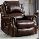 Ebello Manual Recliner Chair, Classic and Traditional PU Leather Recliner Chair with USB Port, Overstuffed Arms and Back, Single Sofa for Living Room, Dark Brown