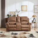Ebello Manual Recliner Chair, Classic and Traditional PU Leather Recliner Chair with Cup Holder, Storage, USB Port, Overstuffed Arms and Back, Single Sofa for Living Room, Brown