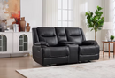 Ebello Premium Genuine Leather Manual Reclining Sofa, Overstuffed Loveseat Recliner with Center Console, Storage and Cup Holder, Oversized Heavy Duty Recliner for Living Room, Black