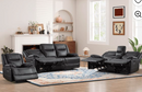 Ebello Premium Genuine Manual Reclining Sofa Set, Single Recliner Chair, Loveseat with Center Console and 3-Seater Couches, Oversized Heavy Duty Reclining Sofa for Living Room, Black