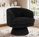 Ebello 29" Swivel Chair, 360° Modern Barrel Rotating Sherpa Teddy Fabric Accent Chair with Curved Back, Plush Cushion & Armrests for Living Room, Bedroom, Black
