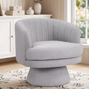 Ebello 29" Swivel Chair, 360° Modern Barrel Rotating Sherpa Teddy Fabric Accent Chair with Curved Back, Plush Cushion & Armrests for Living Room, Bedroom, Light Gray