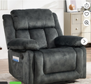 Ebello 38.58''Manual Recliner Chair, Soft Fabric Heavy Duty Reclining Chair with Overstuffed Backrest, Single Recliner Sofa for Living Room Apartment, Gray
