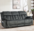 Ebello 83.86''Manual Recliner Sofa, Soft Fabric Wall-Hugger Heavy Duty 3-Seater Recliner Sofa with Overstuffed Backrest for Living Room, Apartment, Gray