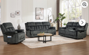 Ebello Manual Recliner Sofa Set, 38.58''Recliner Chair, 74.8" Loveseat Sofa with Overstuffed Backrest, Center Console, Cup Holders, Hidden Storage, 83.86'' Recliner Sofa for Living Room, Gray