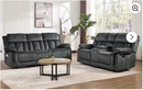 Ebello Manual Recliner Sofa Set, Soft Fabric Heavy Duty Loveseat Sofa with Overstuffed Backrest, Center Console, Cup Holders, Hidden Storage and 3-Seater Sofa for Living Room Apartment, Gay