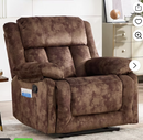 Ebello 38.58''Manual Recliner Chair, Soft Fabric Heavy Duty Reclining Chair with Overstuffed Backrest, Single Recliner Sofa for Living Room Apartment, Brown