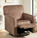 Ebello Swivel Push Back Recliner Chair, Manual Overstuffed Soft Velvet Wingback Reclining Chair for Living Room, Apartment (Brown)