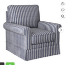 Ebello 30" Wide Bohemian Cotton Blend Vertical Blue Stripe Sloped Arm Swivel Accent Chairs for Adults,Blue