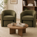 Ebello Accent Chair with Storage Ottoman, Soft Plush Lounge Barrel Armchair and Ottaman with Caster Wheels & Storage for Living Room Bedroom, Dark Green(Set of 2)