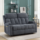 Ebello Manual Recliner Loveseat, Extra Wide Soft Fabric Overstuffed 2-Seat Reclining Sofa with Cup Holders for Living Room & Home Theater, Navy