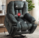 Ebello Large Power Lift Recliner Chair with Heat Massage, USB Ports - Ergonomic Recliner Chair for Elderly, Greenish Gray