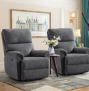 Bonzy Home Electric Recliner Set w/USB - Modern Fabric Reclining Sofa Chairs for Living Room, Comfortable Lounge Pair in Urban Gray (Set of 2)
