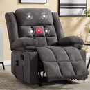 Ebello Manual Recliner Chair with Massage and Heat, Fabric Recliner with Cup Holders & Storage Pockets, Breathable Comfortable Lounger for Living Room, Gray