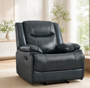 Ebello Premium Genuine Leather Manual Recliner Chair, Overstuffed Recliner Sofa with Padded Backrest and Overstuffed Armrest for Living Room, Blue