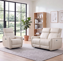 Ebello 3-Seater Power Reclining Sofa Set, PU Leather Power Swivel Rocker Recliner and Loveseat with USB and Type-C Charging Ports for Living Room, Home Theater, Beige