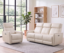 Ebello 4-Seater Power Reclining Sofa Set, PU Leather Power Swivel Rocker Recliner and 3-Seater Couch with USB and Type-C Charging Ports for Living Room, Home Theater, Beige