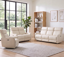 Ebello 6-Seater Power Reclining Sofa Set, PU Leather Power Swivel Rocker Recliner, Loveseat and 3-Seater Couch with USB and Type-C Charging Ports for Living Room, Home Theater, Beige