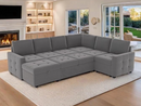 Bonzy Home Modular Sectional Sofa with Pull Out Couch Bed, Convertible U Shaped Sofa Set for Living Room, Storage Seats Ottoman, Grey
