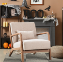BonzyHome Mid Century Modern Accent Chair, Single Fabric Lounge Reading Armchair with Solid Wood Frame, Easy Assembly Arm Chairs for Living Room,BEIGE