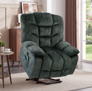 Ebello 43" Oversized Power Lift Recliner, Overstuffed Electric Lifting Reclining Chair with Massage & Heat, Side Pockets and USB Port for Living Room, Greenish Gray