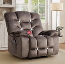 Ebello 41" XL Electric Massage Recliner Chair with Heat, Power Reclining Sofa with USB Charging & Storage Pockets,Overstuffed Breathable Fabric Single Recliner for Living Room,Brown